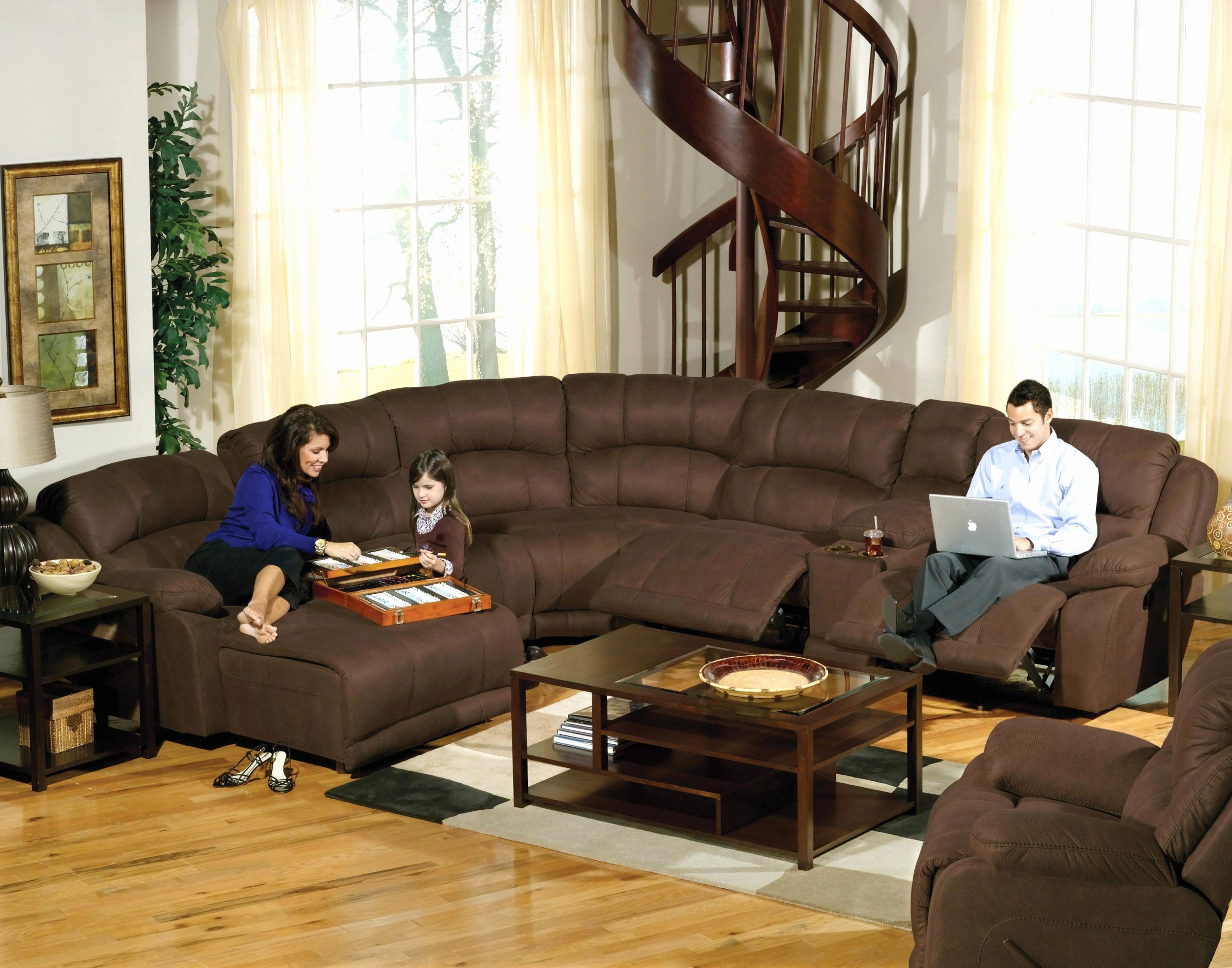 15 Photos Brown Sectionals With Chaise inside Bowery Hill Transitional 3-Piece Microfiber Reclining Sectional In Cocoa Brown