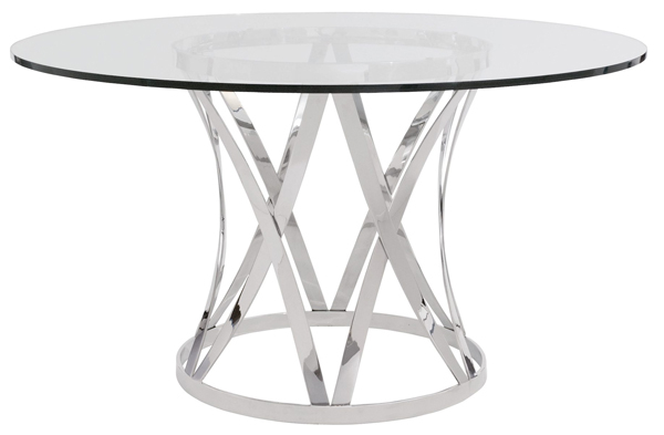 20 Glamorous 72-Inch Glass Round Dining Tables | Home Design Lover inside 72-Inch Dining Table, Clear Glass Top With Brown Cherry Curved Pedestal Base