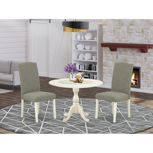 3 Piece Dinette Sets - 1 Wooden Table And 2 Parsons Chair - (Color ... inside 3-Piece Dinette Set, Dining Table And 2 Kitchen Chairs With Cushion