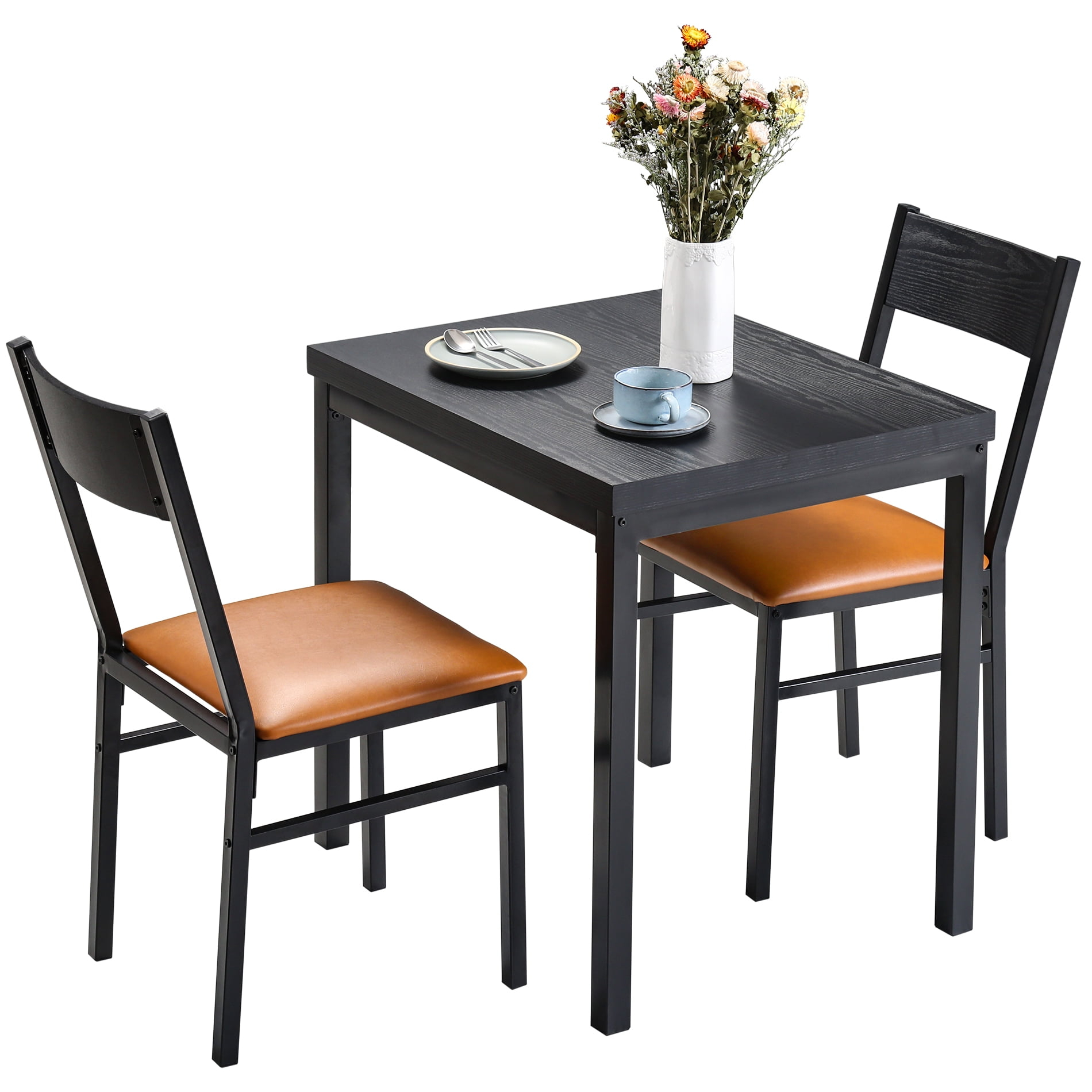 3 Piece Dining Table Set With Cushioned Chairs For Dining Room, Kitchen ... inside Maintaining and Caring for Your 3-Piece Kitchen Set Ensuring Longevity