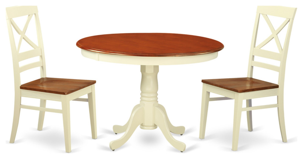 3-Piece Set, A Round Small Table, 2 Leather Kitchen Chairs, Buttermilk ... for Understanding the Charm of a 3-Piece Set in Your Home