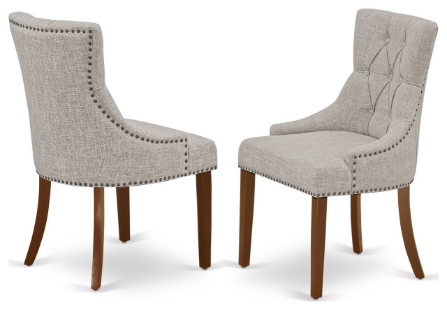 3-Piece Set, Kitchen Table With Leaf, 2 Parson Chairs, Doeskin Fabric ... regarding 3-Piece Set, Kitchen Table, 2 Parson Chairs-Doeskin Fabric, Mahogany