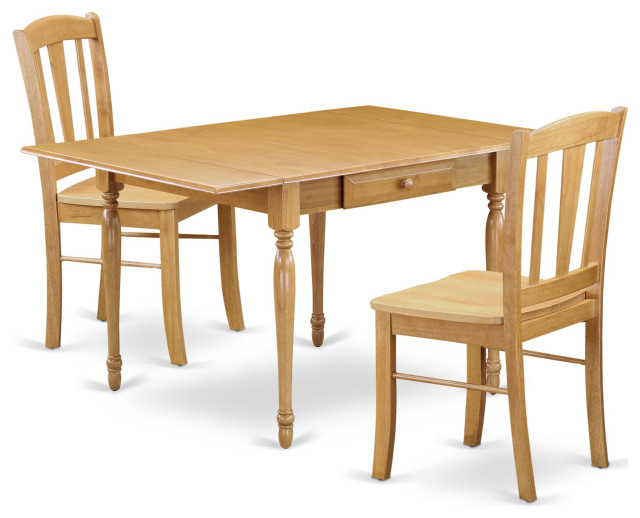 3-Piece Table Set Table, 2 Dining Chairs-Wooden Seat, Drop Leaf Table ... for 3-Piece Table Set For Dining Table And 2 Dinette Chairs