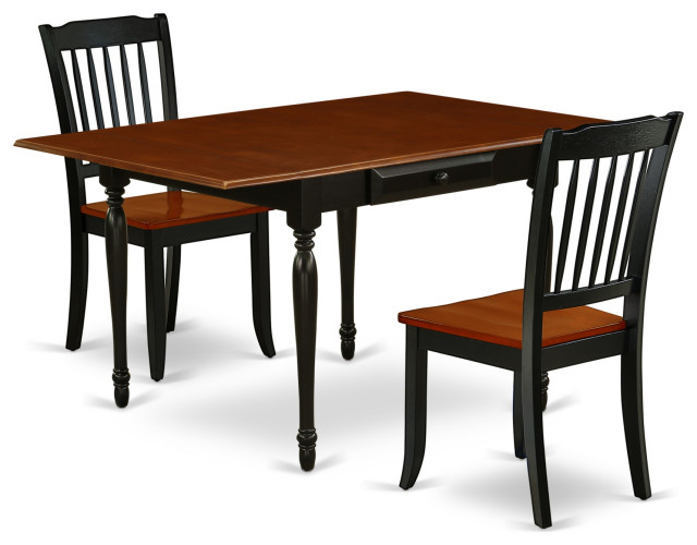 3-Piece Table Set, Table, 2 Wooden Dining Chairs, Solid, Black/Cherry ... for 3-Piece Table Set Table And 2 Wood Seat Dining Chairs, Oak Finish