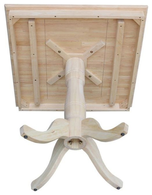 36" X 36" Natural Solid Wood Square Top Pedestal Table - 35.1" Height ... pertaining to 36" X 36" Unfinished Solid Wood Square Top Pedestal Table With 4 Chairs