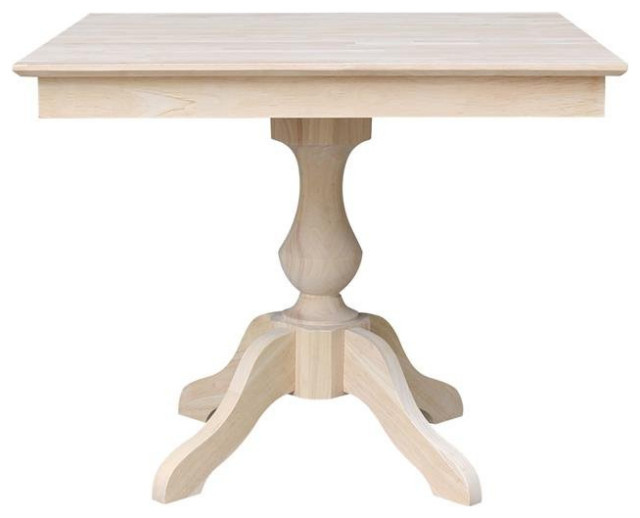 36" X 36" Unfinished Solid Wood Square Top Pedestal Table With 4 Chairs ... in The Versatility of Unfinished Wood Tables Exploring Customization Options