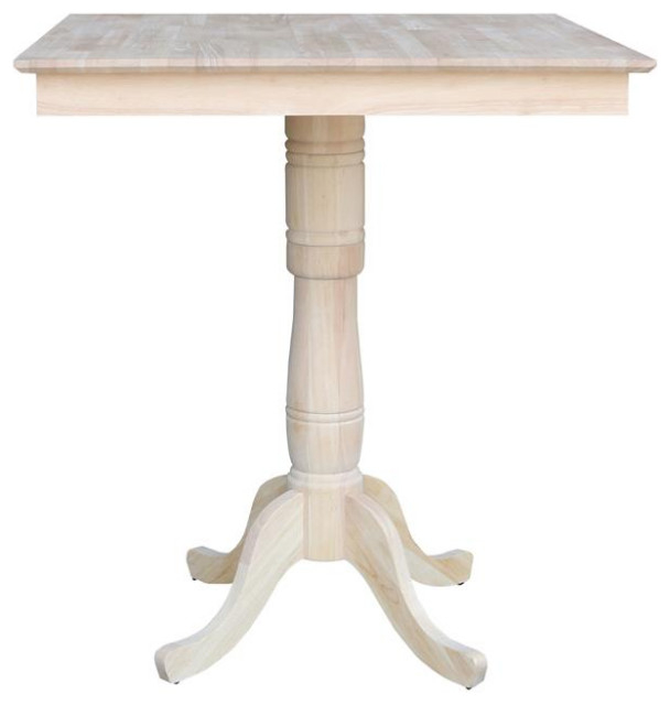 36" X 36" Unfinished Solid Wood Square Top Pedestal Table With 4 Stools ... with 36" X 36" Unfinished Solid Wood Square Top Pedestal Table With 4 Chairs