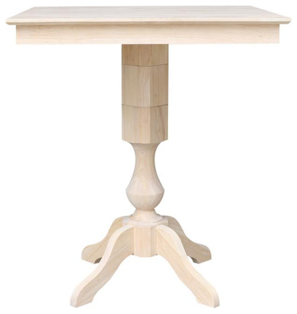 36" X 36" Unfinished Solid Wood Square Top Pedestal Table With 4 Stools ... within 36" X 36" Unfinished Solid Wood Square Top Pedestal Table With 4 Chairs