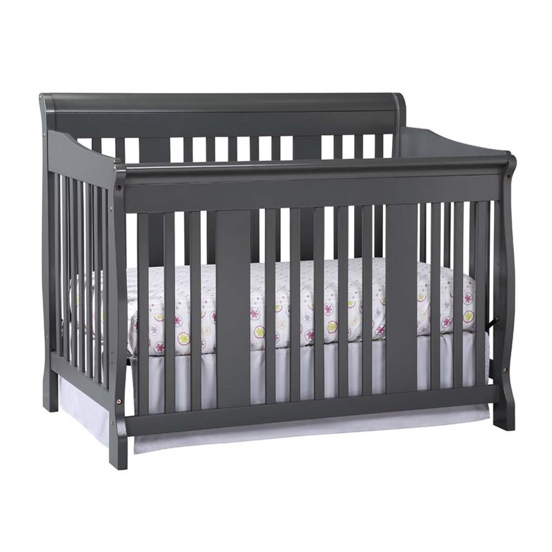4-In-1 Convertible Baby Crib And 6-Drawer Double Dresser Set In Slate ... in 6-Drawer Double Dresser With Baby Crib And Changing Table Set In Slate Gray