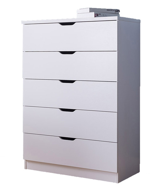 5 Drawers Chest Dresser, 5 Drawers, White - Contemporary - Dressers ... inside 5 Drawers Chest With Nickel Rose Handle, Pearl White
