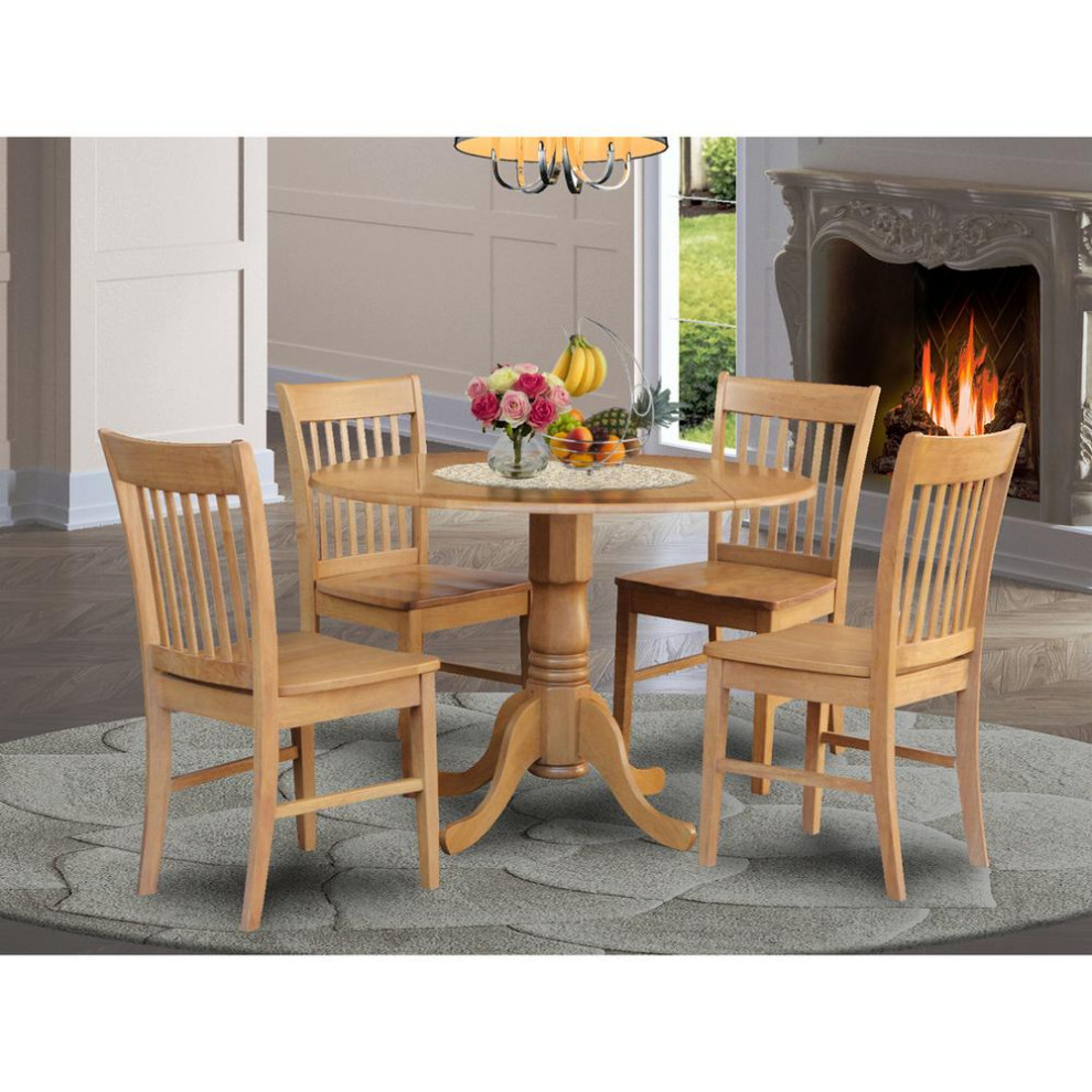 5-Piece Small Kitchen Table And Chairs Set, Round Table, 4 Dinette ... inside 5-Piece Small Kitchen Table Set, Round Kitchen Table And 4 Dining Chairs