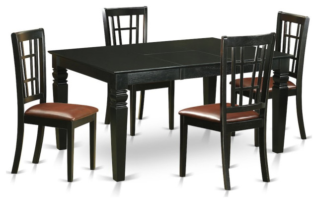 5-Piece Table Set For 4, Table And 4 Chairs, Black - Transitional ... within The Enduring Appeal of Wood Chairs Understanding Their Versatility