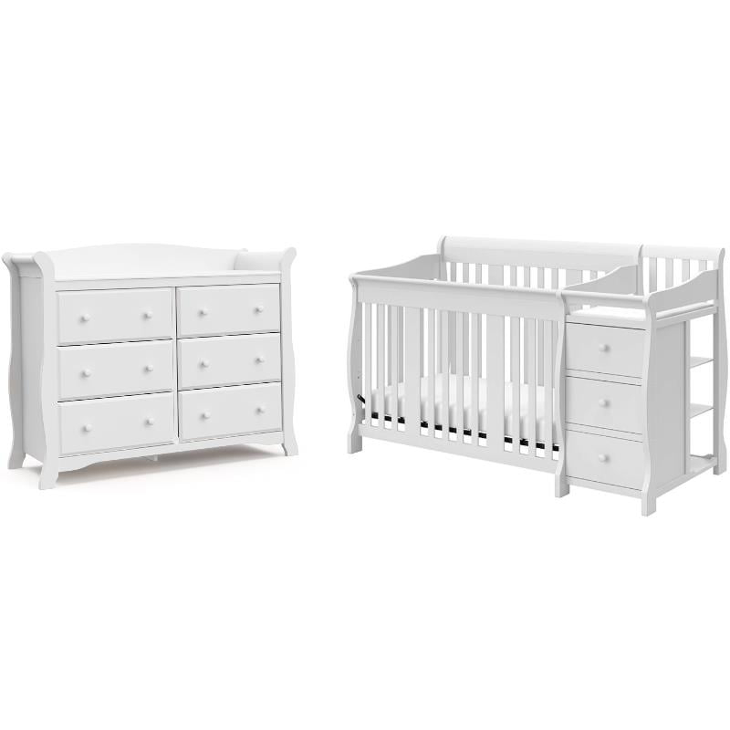6-Drawer Double Dresser And Baby Crib With Changing Table Set In Pure ... with regard to 6-Drawer Double Dresser With Baby Crib And Changing Table Set In Slate Gray