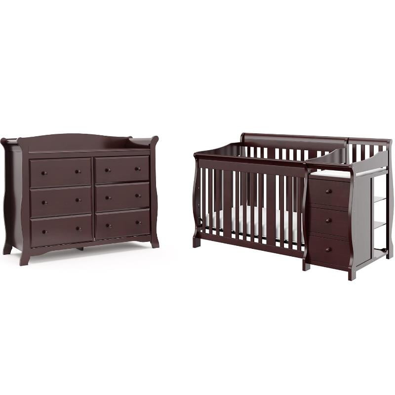 6-Drawer Double Dresser And Baby Crib With Changing Table Set In ... with Decoding Nursery Essentials Understanding the Slate Gray Set's Features