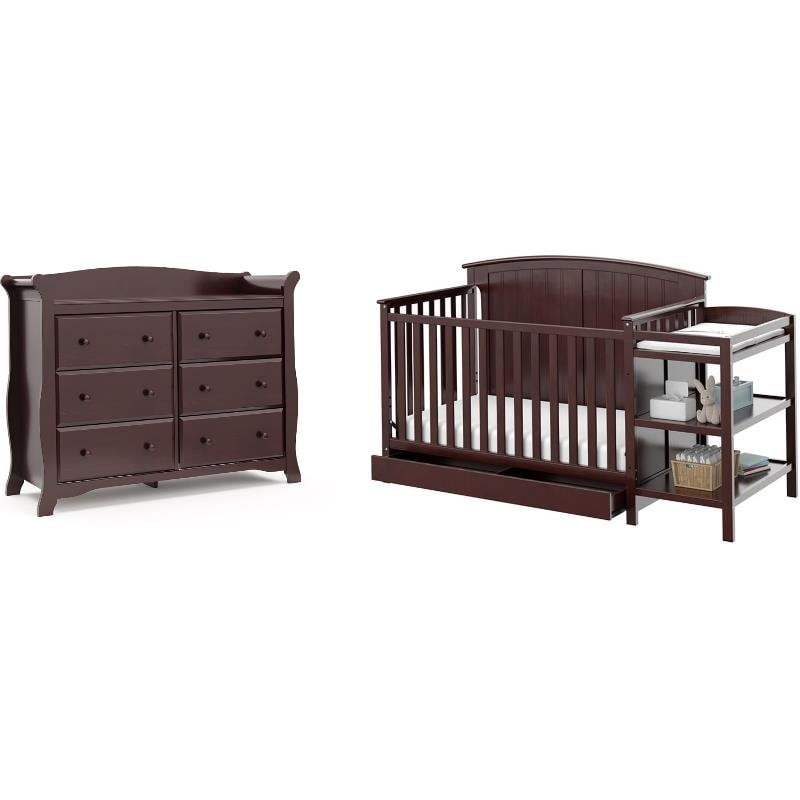 6-Drawer Double Dresser With Baby Crib And Changing Table Set In ... intended for 6-Drawer Double Dresser With Baby Crib And Changing Table Set In Slate Gray