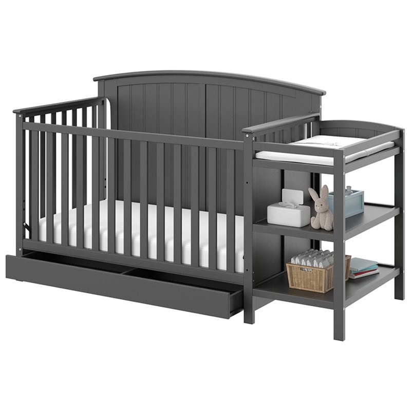 6-Drawer Double Dresser With Baby Crib And Changing Table Set In Slate ... intended for 6-Drawer Double Dresser With Baby Crib And Changing Table Set In Slate Gray