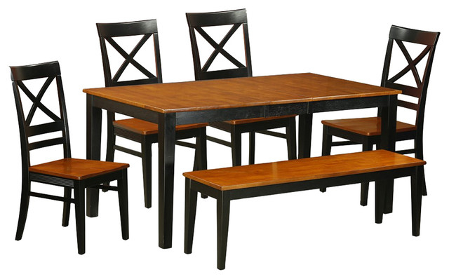 6-Piece Dining Room Set With Kitchen Tables, 4 Chairs Plus Bench ... within 6-Piece Dining Room Set With Kitchen Tables And 4 Wood Chairs Plus Bench