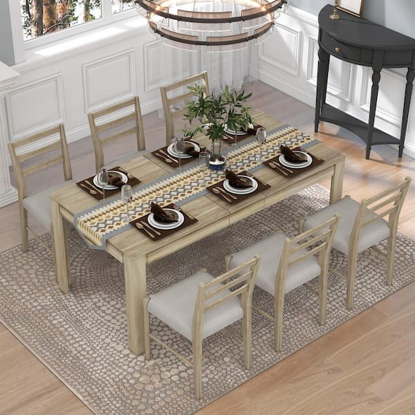 7 Piece Dining Room Set inside 7-Piece Dining Room Set Square Table With Leaf And 6 Chairs