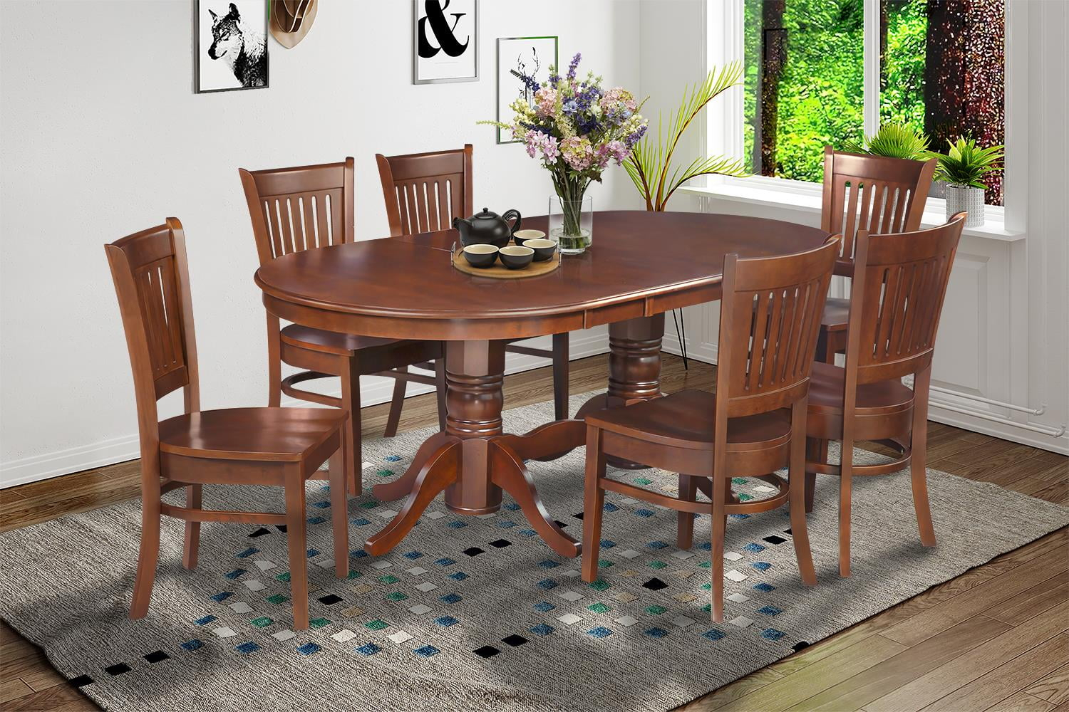7 Piece Dining Room Set Table With A Butterfly Leaf And 6 Dining Chairs ... regarding 7-Piece Dining Room Set And Oval Table, Leaf And 6 Chairs With Cushion
