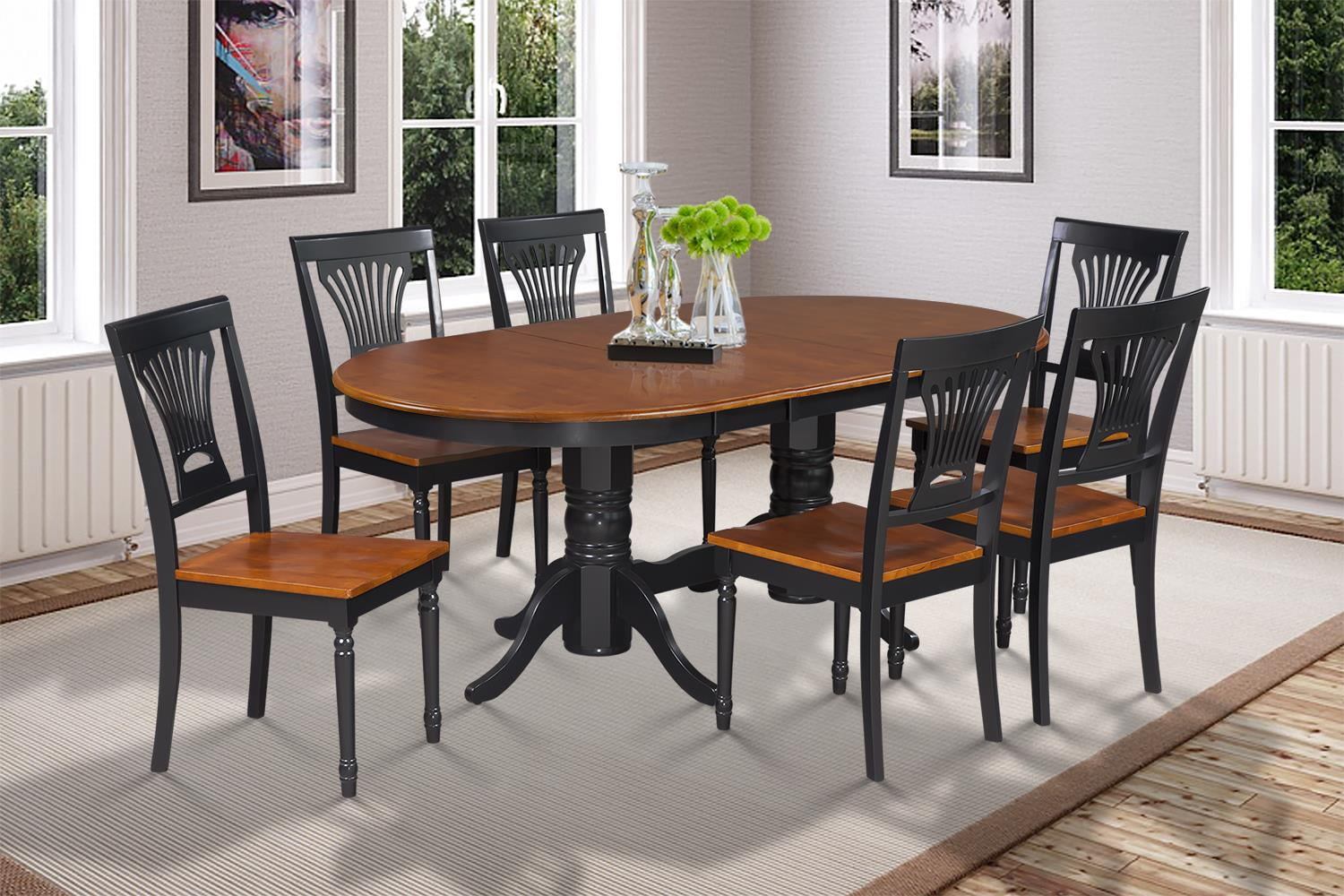 7 Piece Dining Room Set Table With A Butterfly Leaf And 6 Dining Chairs ... within 7-Piece Dining Room Set And Oval Table, Leaf And 6 Chairs With Cushion