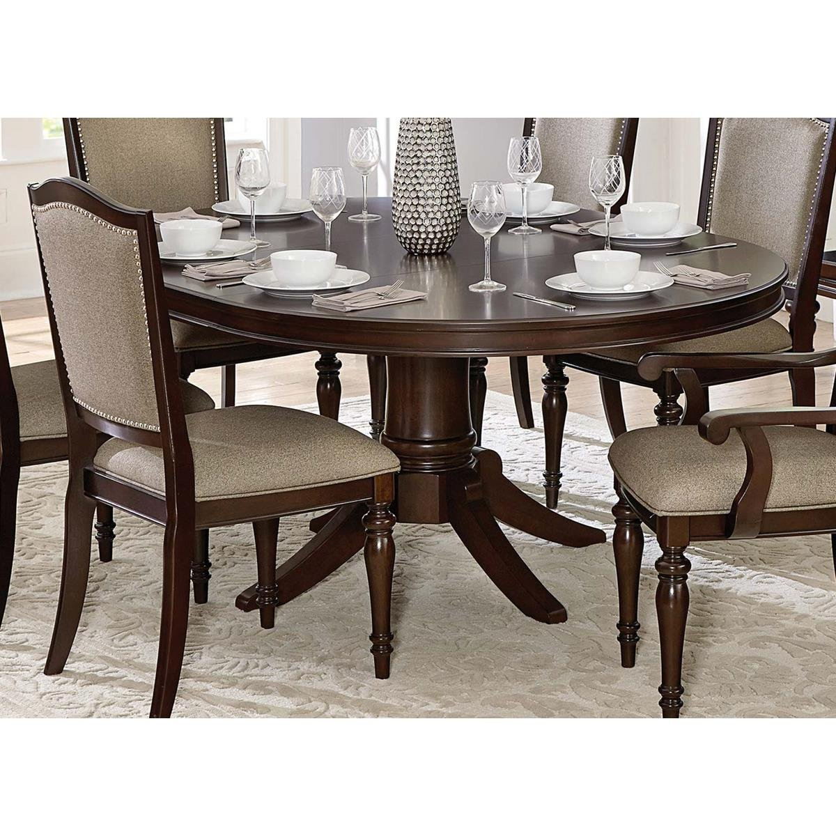 72 Inch Round Dining Tables - Top Dining Tables Review in Exploring the Design and Functionality of a Brown Cherry Curved Pedestal Base