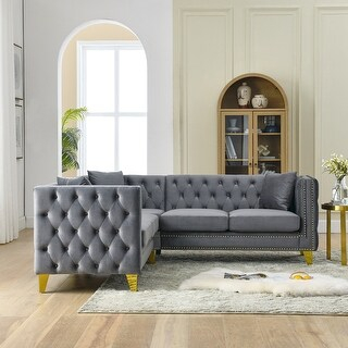 82" Mid-Century Velvet Sectional Sofa With Tufted Design - Bed Bath ... within The Timeless Appeal of Midcentury Modern Furniture A Deep Dive