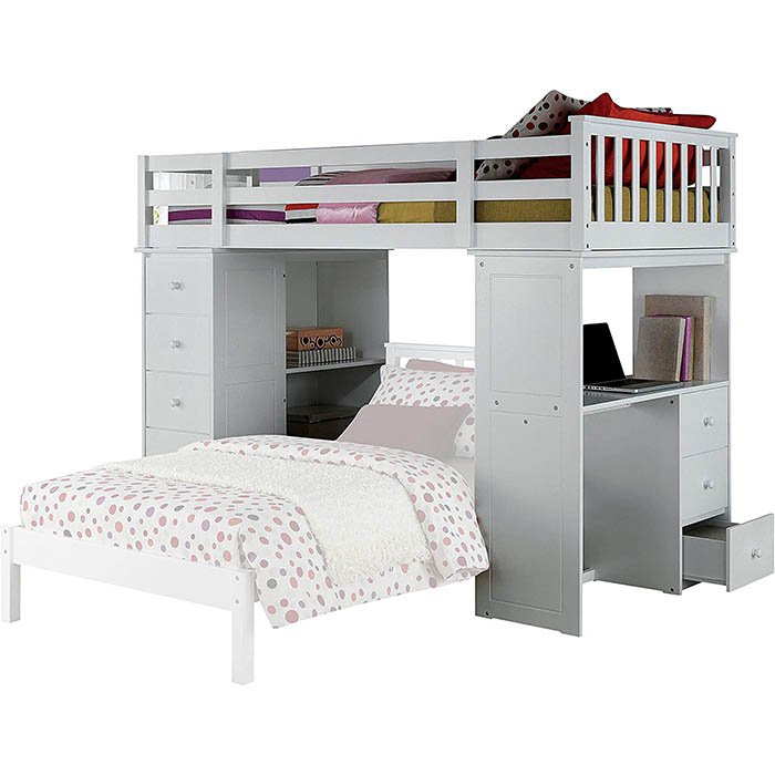 Acme Freya Loft Bed - Cabinet Murphy Beds with regard to Acme Freya Solid Wood Storage Loft Bed With Bookshelf Ladder In White