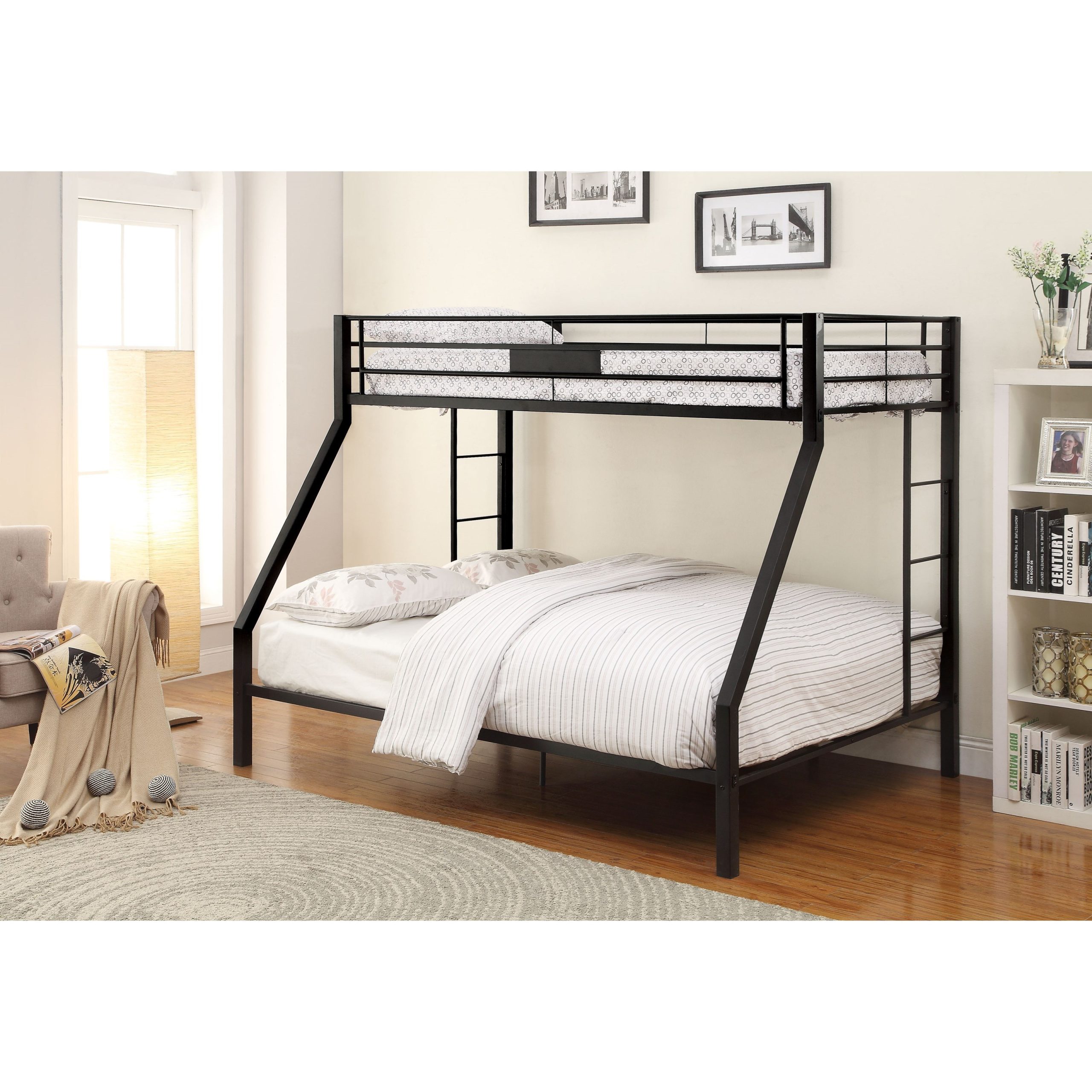 Acme Furniture Limbra 38000 Metal Twin Xl Over Queen Bunk Bed | Del Sol ... for Gewnee Twin Xl Over Queen Bunk Bed With Ladder And Guardrails, Walnut
