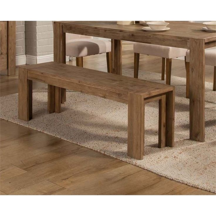 Alpine Furniture Seashore Wood Dining Bench In Antique Natural (Brown ... in Creating a Coastal Vibe with Your Antique Natural Dining Table