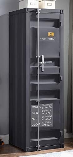 Amazon.com: Acme Cargo Wardrobe Armoire With 1 Door In Gunmetal : Home ... pertaining to The Ultimate Guide to Organizing with an ACME Blue Wardrobe