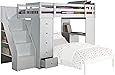 Amazon.com: Acme Freya White Loft Bed With Bookcase Ladder: Kitchen ... with Acme Freya Solid Wood Storage Loft Bed With Bookshelf Ladder In White