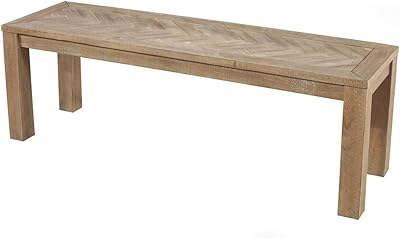 Amazon.com - Alpine Furniture Seashore Wood Dining Bench In Antique ... within Alpine Furniture Seashore Fixed Wood Top Dining Table In Antique Natural (Brown)