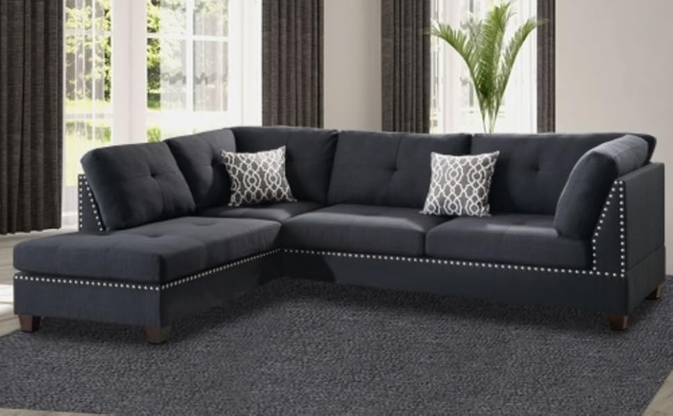 Amazon.com: Benjara Benzara Polyfiber Sectional Sofa With Ottoman And ... for Maximizing Comfort and Style with the BM168745 Sectional