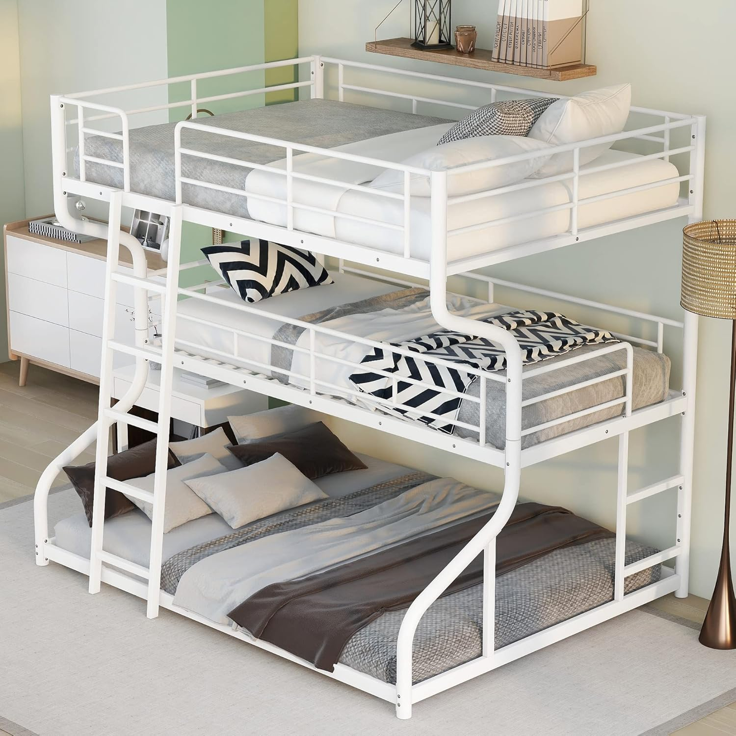 Amazon.com: Dreloft Full Xl Over Twin Xl Over Queen Metal Triple Bed ... for Maximizing Space and Safety with the TATEUS Full-Length Guardrail Design