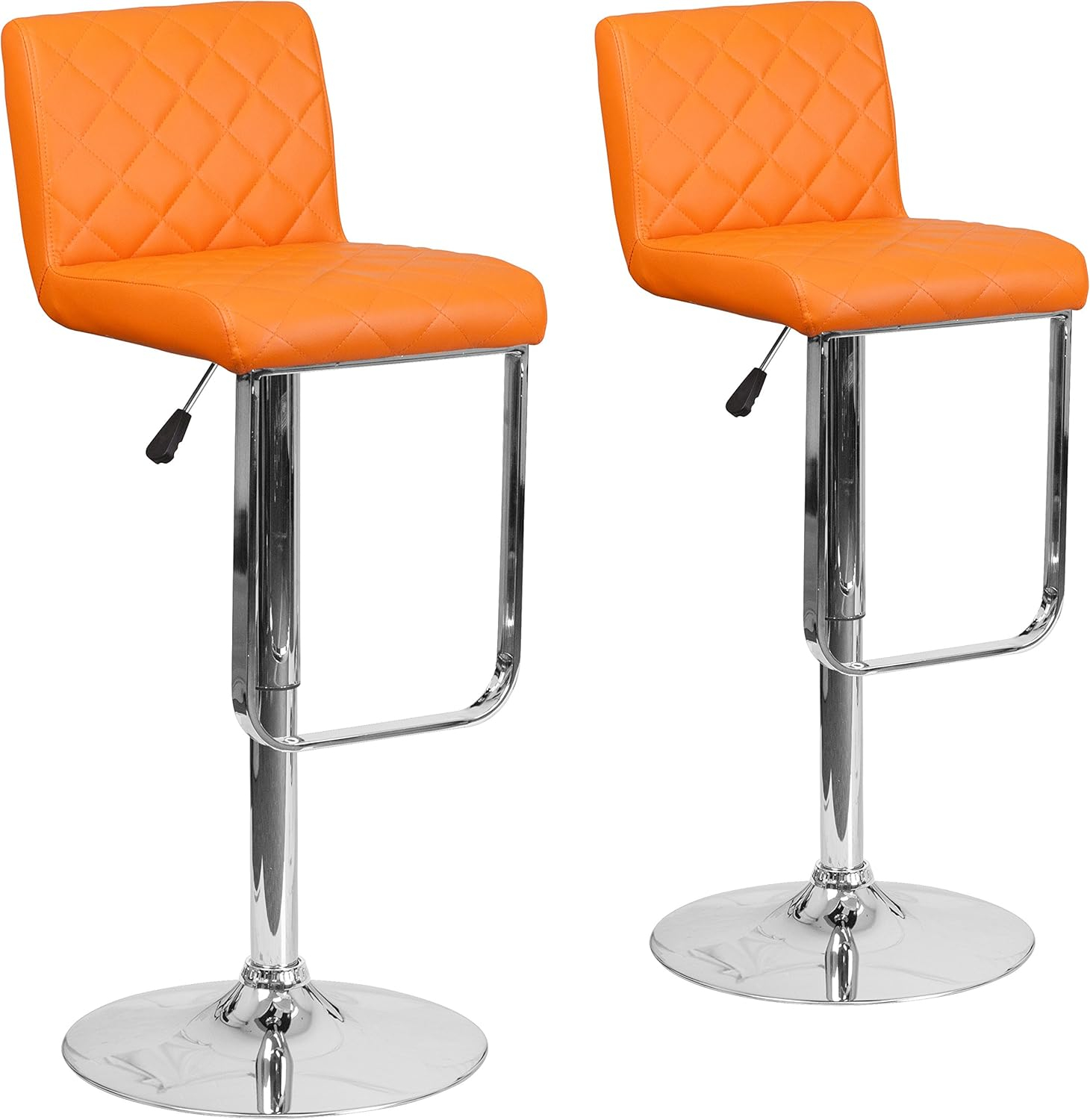 Amazon.com: Flash Furniture 2 Pk. Contemporary Orange Vinyl Adjustable ... pertaining to Elevating Your Space with Chrome Base Barstools A Comprehensive Overview