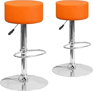 Amazon.com: Flash Furniture 2 Pk. Contemporary Orange Vinyl Adjustable ... throughout 2 Pk. Contemporary Orange Vinyl Adjustable Height Barstool With Chrome Base