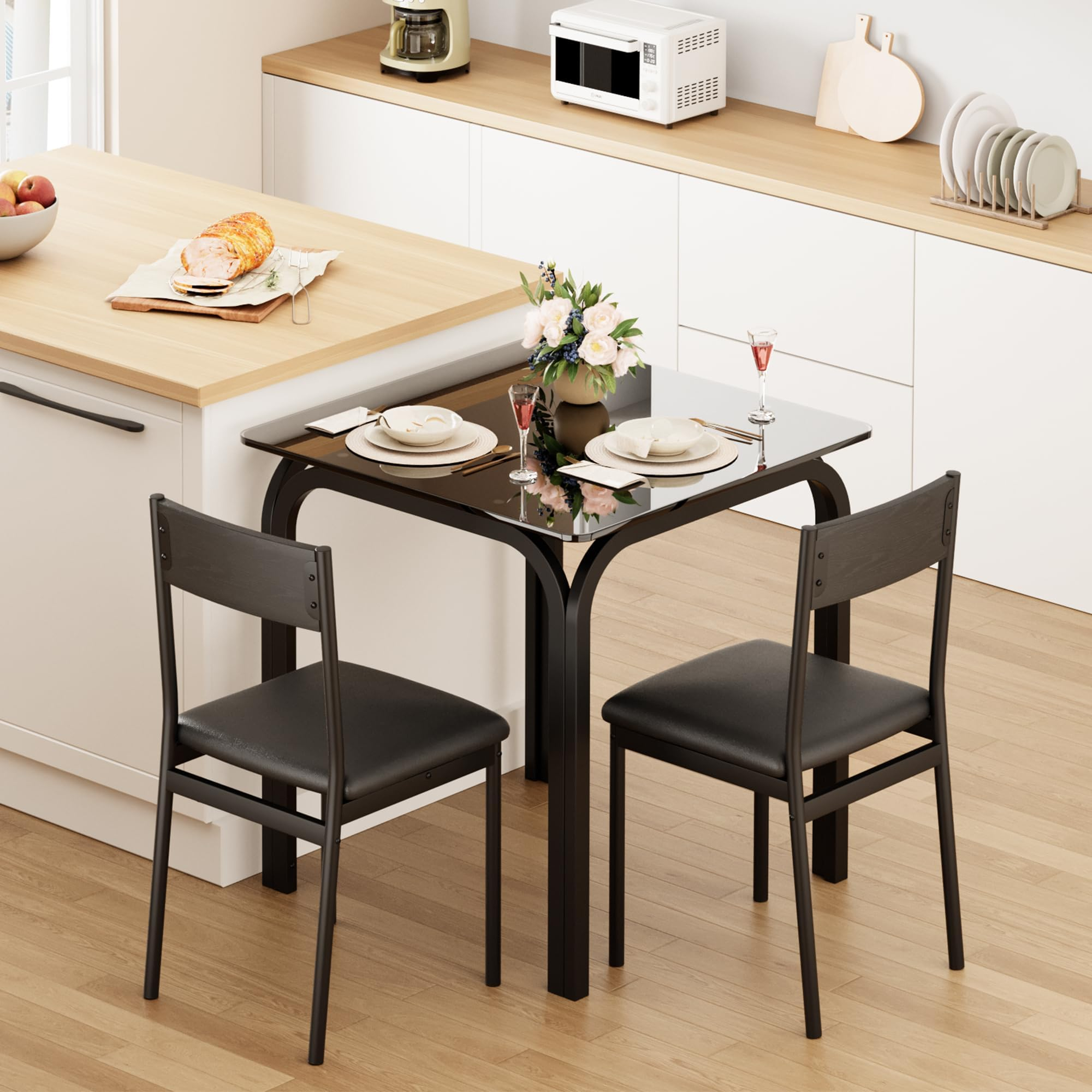 Amazon.com - Gaomon Dining Table Set For 2, Kitchen Table And Chairs ... for 3-Piece Dinette Set, Dining Table And 2 Kitchen Chairs With Cushion