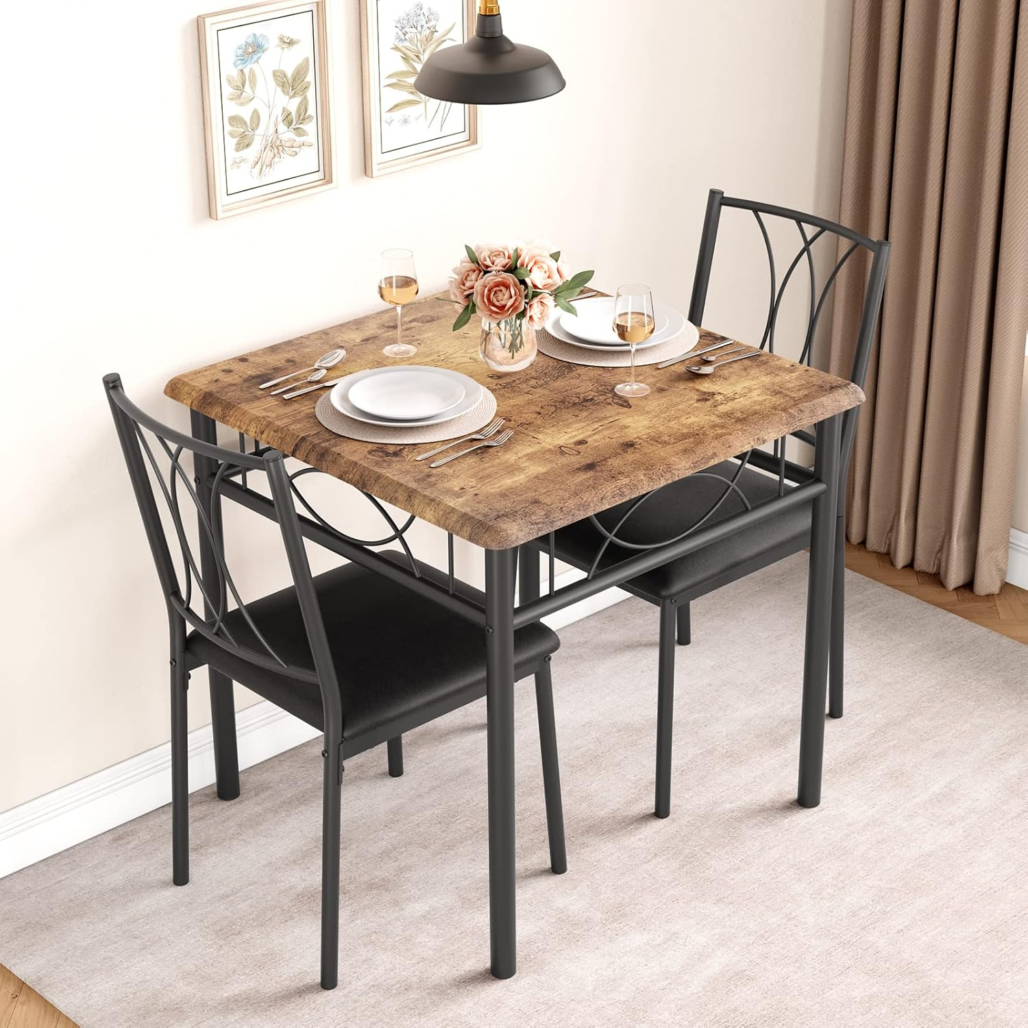 Amazon.com - Idealhouse 3 Piece Kitchen Table Set, Dining Table And ... throughout Beyond the Basics Unveiling the Features of Mahogany Dining Furniture
