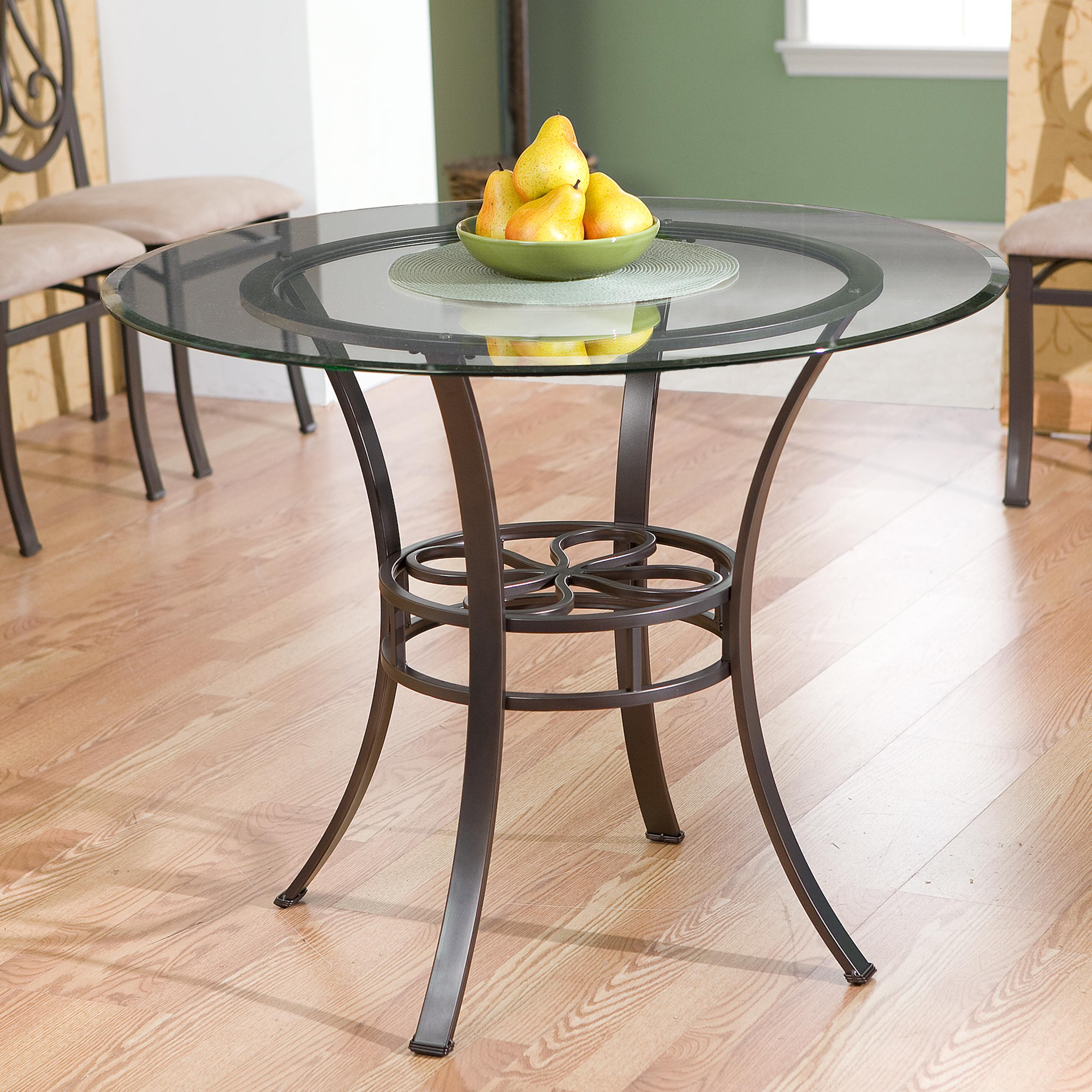Amazon.com - Southern Enterprises Lucianna Glass Top Dining Table, Dark ... inside Exploring the Design and Functionality of a Brown Cherry Curved Pedestal Base