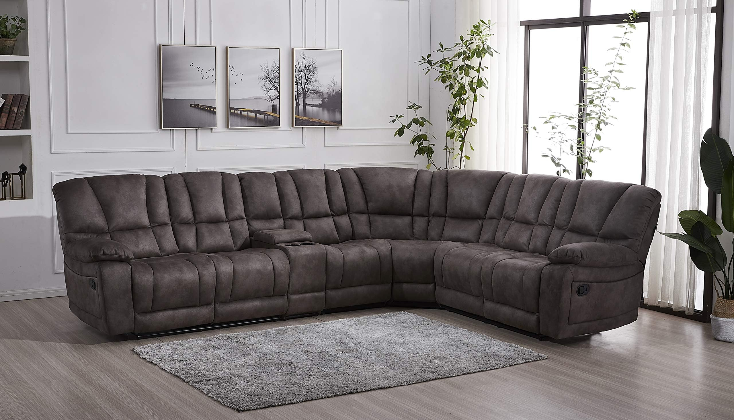 Amazon.com: Steve Silver Transitional 3-Piece Microfiber Reclining ... pertaining to Bowery Hill Transitional 3-Piece Microfiber Reclining Sectional In Cocoa Brown