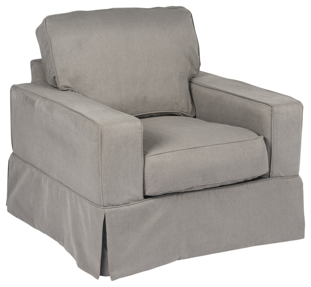 Americana Slip Cover For Box Cushion Track Arm Chair, Performance ... with regard to Exploring the Versatility of Gray Sofas in Home Decor