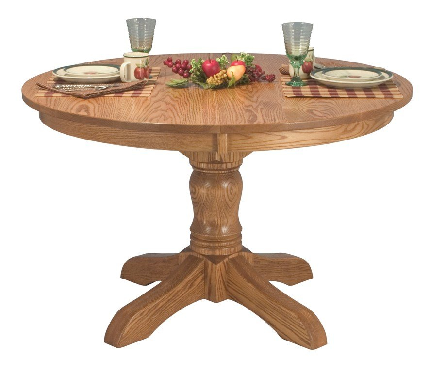 Amish 48" Round Pedestal Dining Table Country Solid Oak Wood Mckenzie intended for Beyond the Basics Essential Considerations for a 48" Round Dining Table