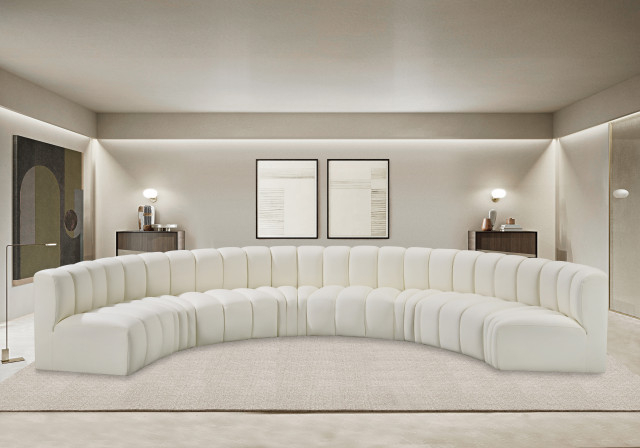 Arc Upholstered Inward Curved Modular Sectional, 8-Piece: 4 Curved ... within Arc Vegan Leather Upholstered 3-Pc. Inward Curved Modular Sectional, Black