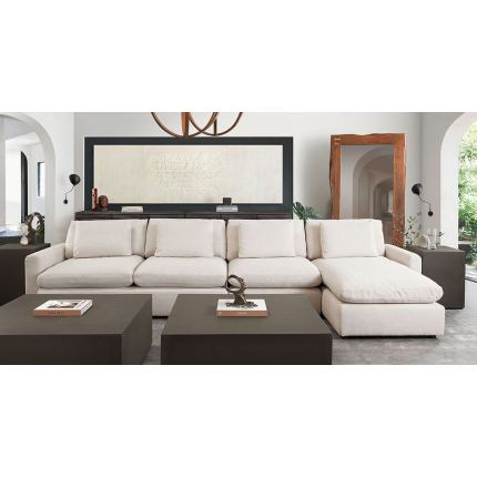 Arcadia 3Pc Cream Reversible Chaise Sectional W/ Feather Down Seating ... with Creating the Perfect Living Space Understanding the Arcadia Sectional