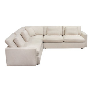 Arcadia Reversible Chaise Sectional With Feather Down Seating, Cream ... throughout Creating the Perfect Living Space Understanding the Arcadia Sectional