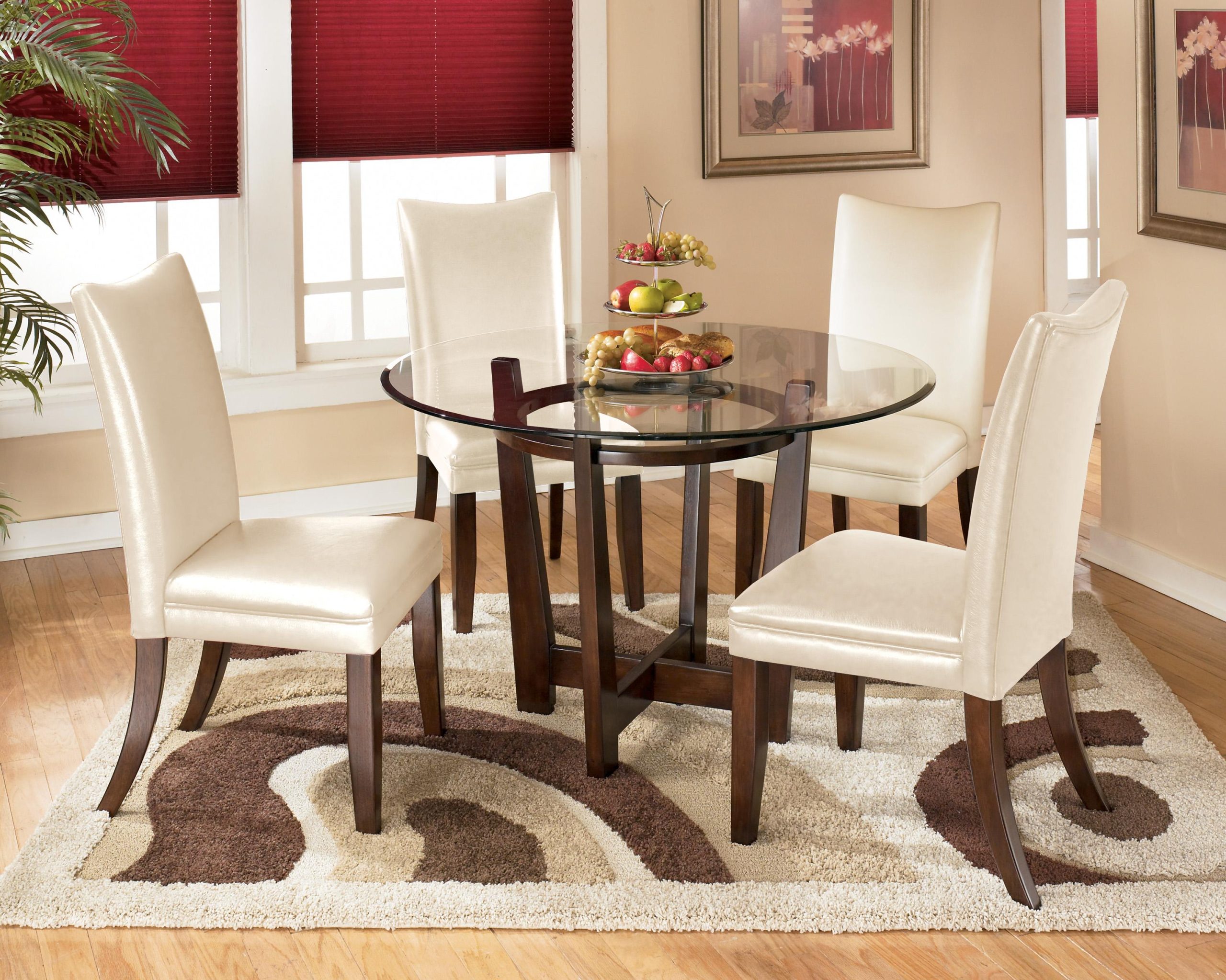 Ashley Signature Design Charrell 5 Piece Round Dining Table Set With ... with 5-Piece Dining Room Set, Table With 2 Dining Table Chairs And 2 Benches