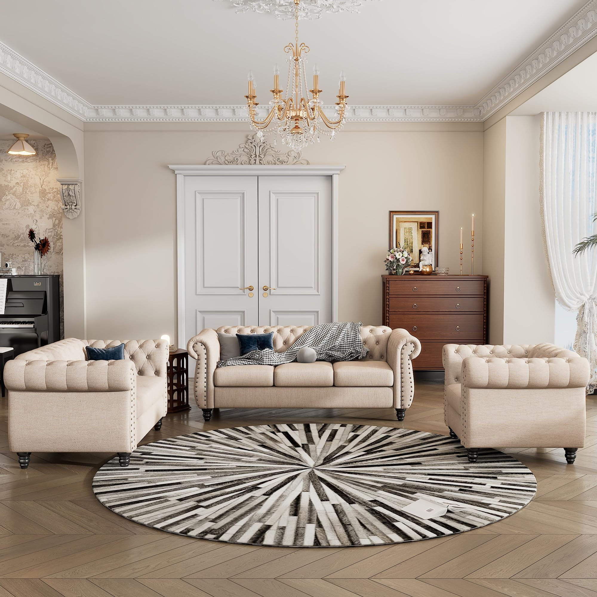 Auction Detail for Unveiling the Elegance of the Nervo Velvet Sofa Set A Design Journey