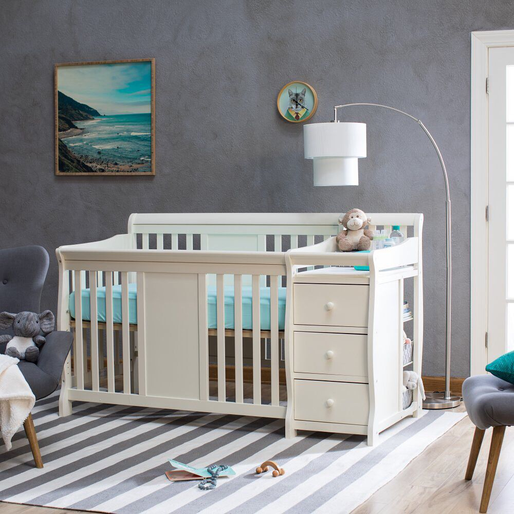Baby Crib And Changing Table Set - 6-Drawer Double Dresser And Baby ... inside Decoding Nursery Essentials Understanding the Slate Gray Set's Features