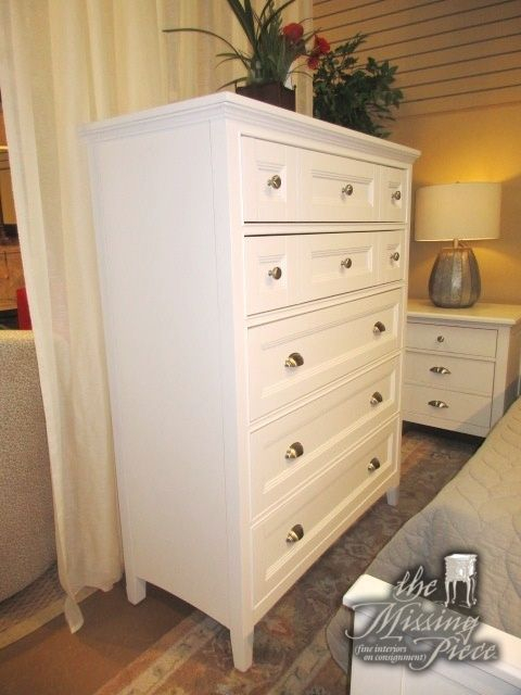 Bassett Chest Of Drawers In Bright White With Brushed Nickel Handles ... in 5 Drawers Chest With Nickel Rose Handle, Pearl White