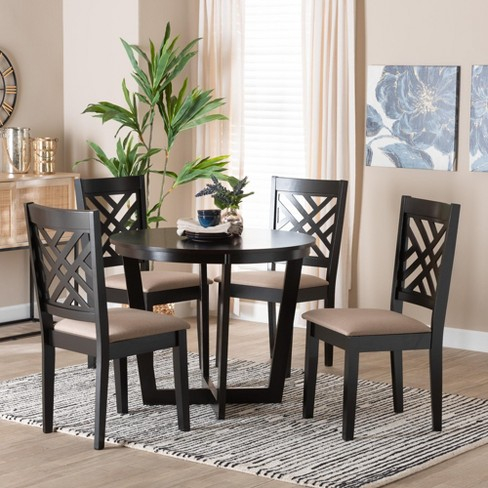 Baxton Studio Alena Modern Sand Fabric And Dark Brown Finished Wood 5 ... with Baxton Studio Anise Sand Fabric And Dark Brown Finished Wood 5-Piece Dining Set